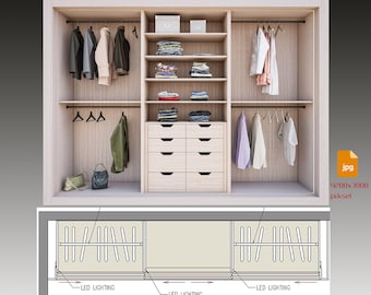 Progetto guardaroba: DWG, rendering 3D, disegni architettonici (PDF)