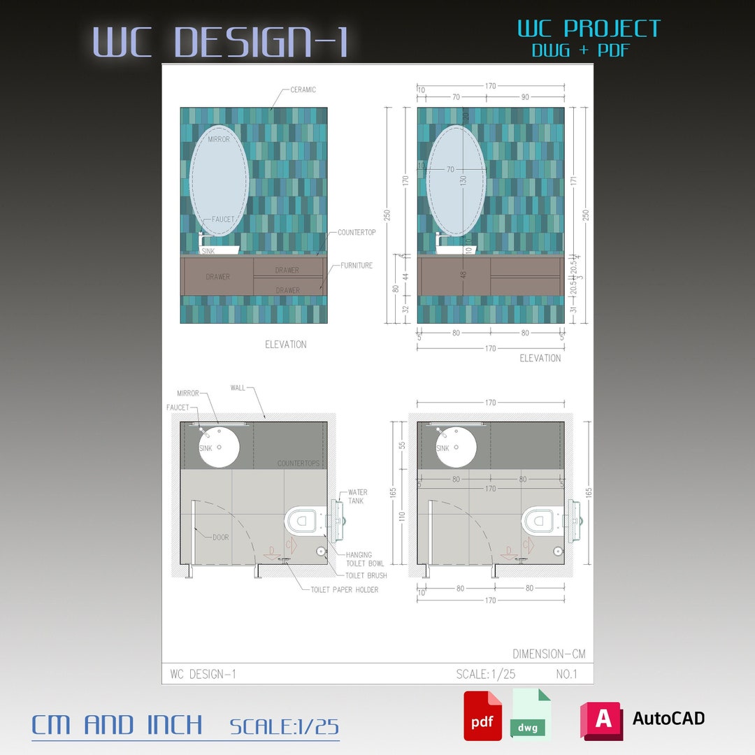 WC Design DWG, Wc Design Ideas, Wc Design, Wc Architectural Drawing, WC ...