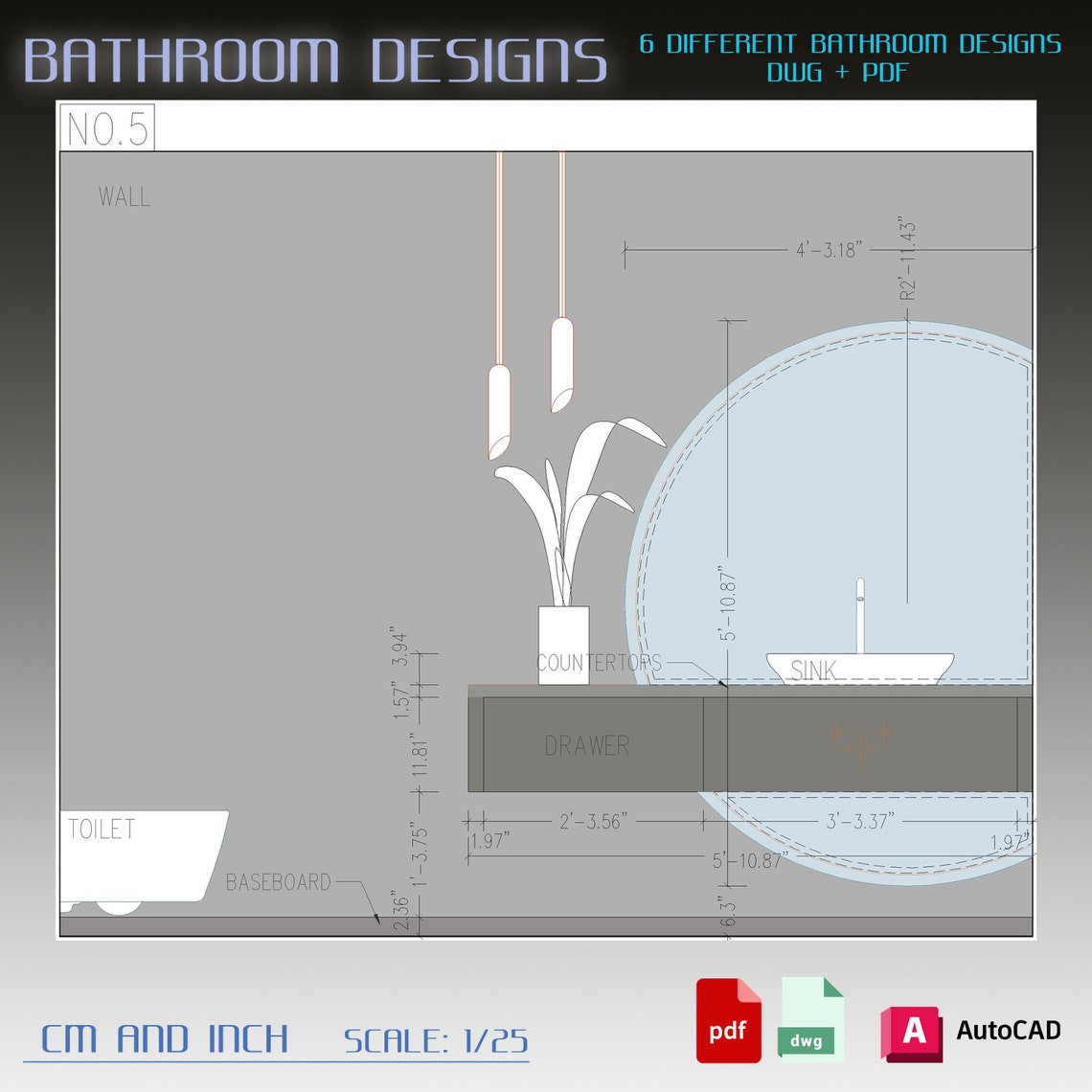 Bathroom Design DWG, Bathroom Design Ideas, Bathroom Design, Bathroom ...