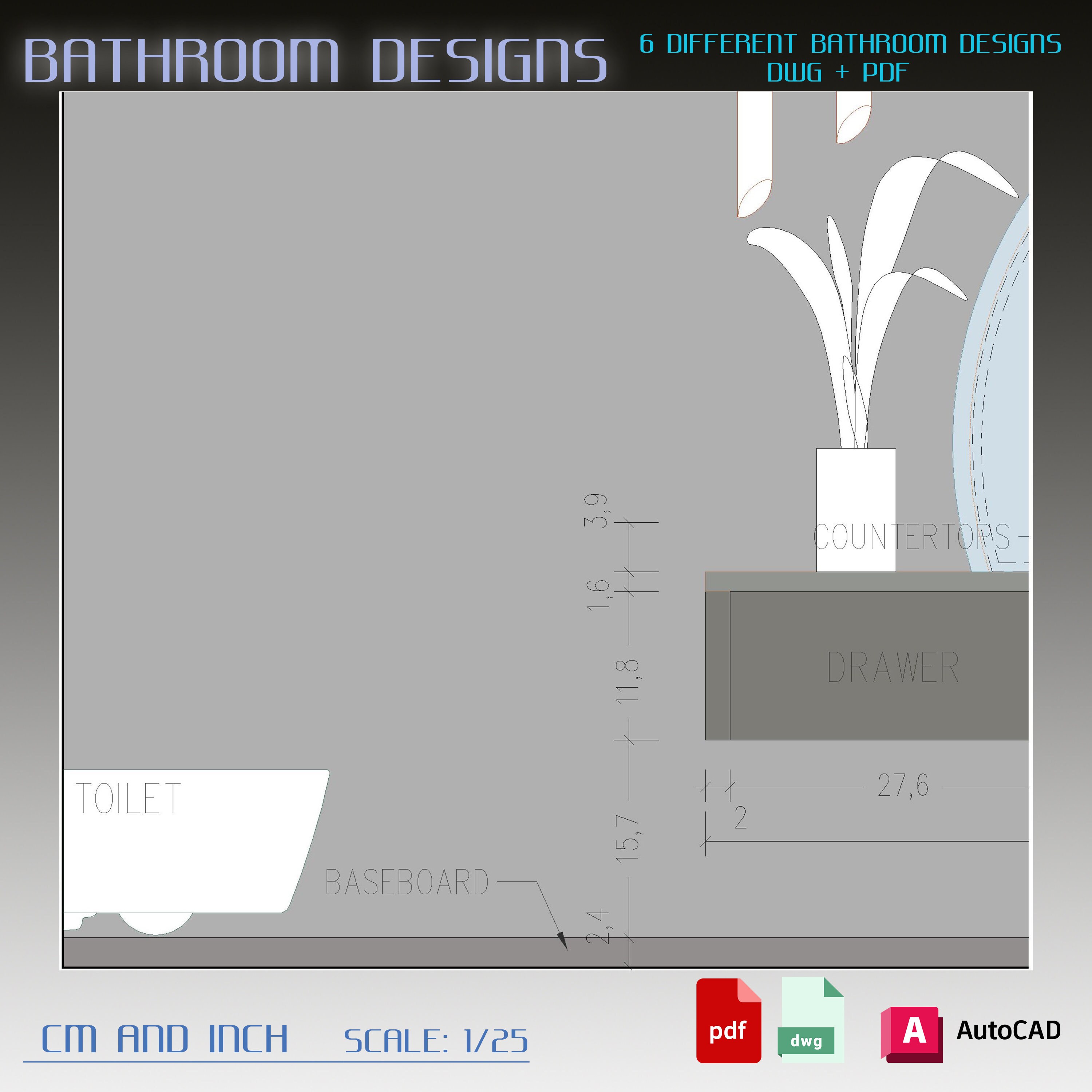 Bathroom Design DWG, Bathroom Design Ideas, Bathroom Design, Bathroom ...