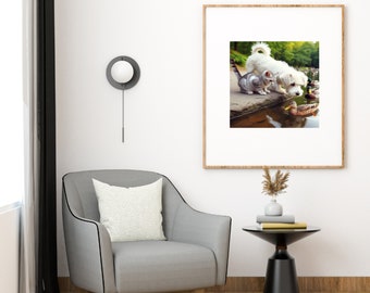 100+ Square Printable Wall Art of Cute Cat and Dog, High-Resolution Digital Images