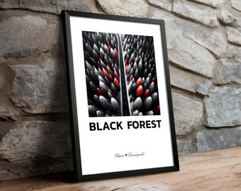 Schwarzwald Poster mit Holzrahmen, BLACK FOREST Deko Bild mit Motiv 26 "Schwarzwald von oben", DIN A4
