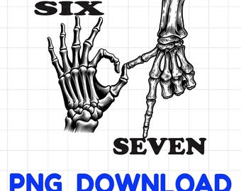 Six Seven 6 7 Meme Funny Witch Skeleton Hands Png, Funny Halloween Bones Clipart, Spooky Season Sublimation Design, Retro Halloween Png