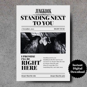 Jungkook Standing Next To You Digital Wall Poster BTS Lyrics Wall Art Aesthetic Kpop Room Decor BTS Jungkook Gift Merch