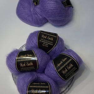 Kid Mohair Silk Yarn,Made in Italy,6 Skeins Pasck,Lace Weight Fluffy Yarn for Knitting,Crochet,Yarn Premiym and Luxury,Soft and Fluffy