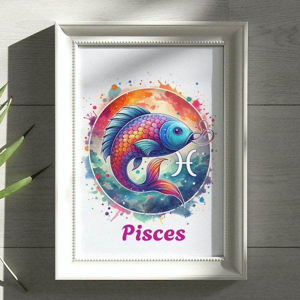 Wall Art Printable Digital Download Pisces Zodiac Astrology Gift for Her Zodiac Sign Pisces Horoscope Birthday Gift Astrology Lover Gift