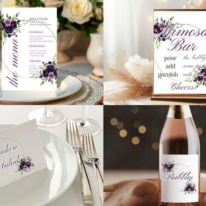 Pacchetto menù per brunch e festa nuziale con spumante, brunch nuziale, festa del tè, cartello bar Mimosa, decorazioni per festa nuziale su tela, carta menù bevande