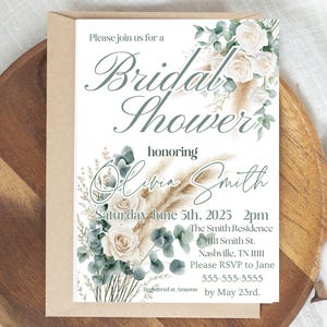 Simple Bridal Shower Invitation Dusty Blue Bridal Tea Party Invitation Canva Template Editable Retro Bridal Shower Tea Party Invite Bundle
