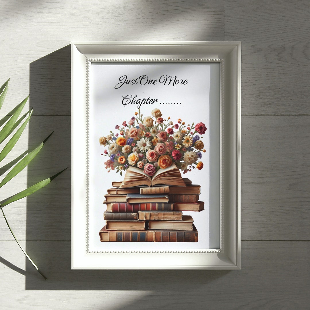 Wall Art Printable Digital Download Bookish Floral Watercolor Vintage ...