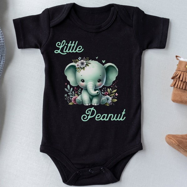 Little Peanut Mint Green  Baby Onesie PNG Elephant Baby Gender Neutral Gift for Newborn PNG Baby Shower Gift Gender Neutral Toddler T-Shirt