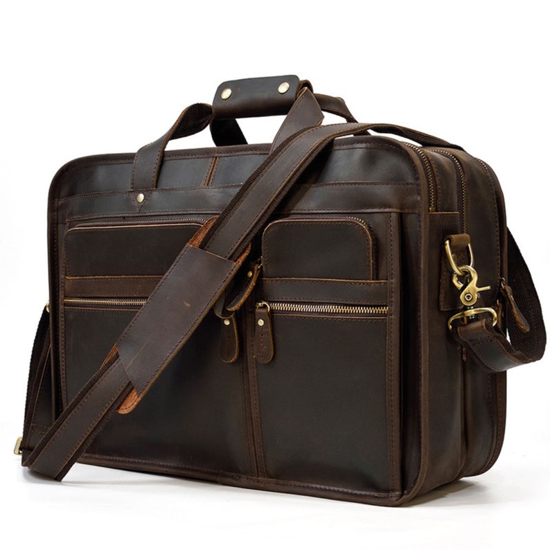 Porte-documents en cuir vintage pour homme, sac pour ordinateur portable en cuir, sac à bandoulière, sac messager, sac à main porte-documents pour homme, cadeaux personnalisés pour garçons d'honneur pour lui Brown