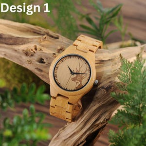 Wooden Watch, Engraved Watch, Mens Watch, Personalized Watch, Groomsmen Gift, Anniversary Gift, Boyfriend Gift, Birthday Gift, Gift for Dad