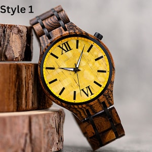 Wooden Watch, Engraved Watch, Mens Watch, Personalized Watch, Groomsmen Gift, Anniversary Gift, Boyfriend Gift, Birthday Gift, Gift for Dad