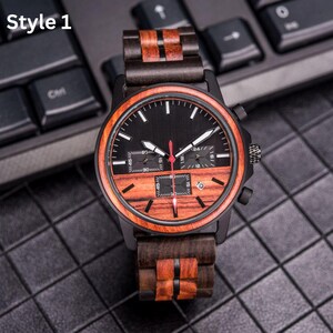 Men's Wood Watch, Engraved Wooden Watch, Personalized Wood Watch, Anniversary Gift for Him, Birthday Gift for Dad Husband Boyfriend Son