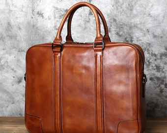 Full Grain Leather laptop bag leather briefcase bag, Men's messenger bag, Leather Bag, Shoulder bag, Office Bag, Rucksack,Personalized Gifts