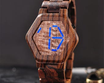 W292 Men’s Wooden Watch | Personalized Engraving | Groomsmen, Anniversary, Birthday, Fathers Day, Christmas Gift | Dad, Husband, Loved Ones
