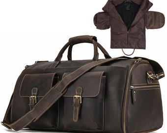 Personalisierte Vollnarbenleder Reisetasche für Männer Faltanzug mit Schuhfach Business Gepäck Tasche Weekender Tasche Geschenk für ihn