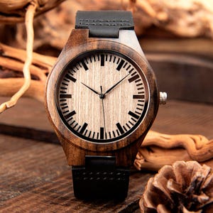 W268 Men’s Wooden Watch | Personalized Engraving | Groomsmen, Anniversary, Birthday, Fathers Day, Christmas Gift | Dad, Husband, Loved Ones