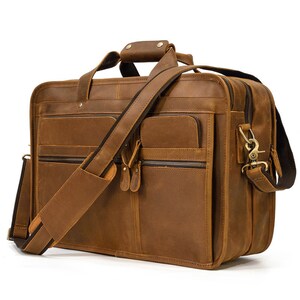 Porte-documents en cuir vintage pour homme, sac pour ordinateur portable en cuir, sac à bandoulière, sac messager, sac à main porte-documents pour homme, cadeaux personnalisés pour garçons d'honneur pour lui Light Brown