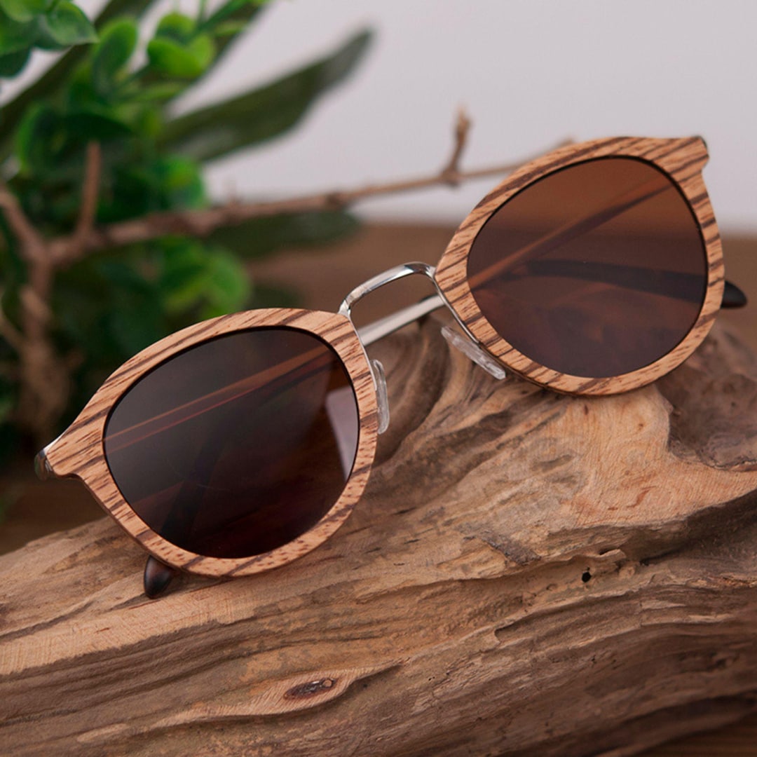 Personalized Ebony Wooden Polarized Sunglasses - Custom Engraved Unisex Gifts