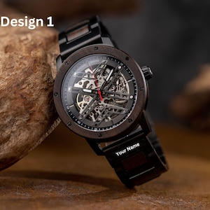 Engraved mens watch, Personalized Watch for him, wood watch, Automatic Watch, wood watchBoyfriend Watch, Gift for Groomsmen, Gift for Dad