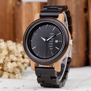 Wooden Watch, Engraved Watch, Mens Watch, Personalized Watch, Groomsmen Gift, Anniversary Gift, Boyfriend Gift, Birthday Gift, Gift for Dad