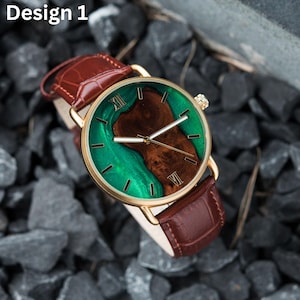Engraved Wooden Watch With Leather Strap, Wood Watch, Man Watch, Best Gift for Him, Personalised Anniversary Gift, Birthday Gift for Dad Son