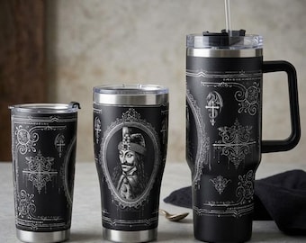 Gothic Tumbler, Dracula Tumbler, Vlad Dracula Travel Mug, Vampire Tumbler, Gothic Travel Mug,  Spooky Gift