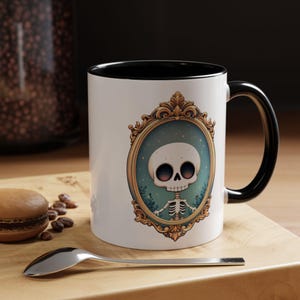 Cute Skull Mug - Gothic Style Coffee Mug, printed on both sides - Available in 11 & 15oz Gothic Mug,  custom gift, gift for her