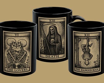 Skeleton Tarot Card Mug: Gothic Witchy Coffee Cup