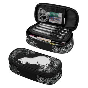 3-lagiges Federmäppchen Cat. Make-up Organizer, Gothic Tasche, Geschenk-Box, Horror Gothic Punk.