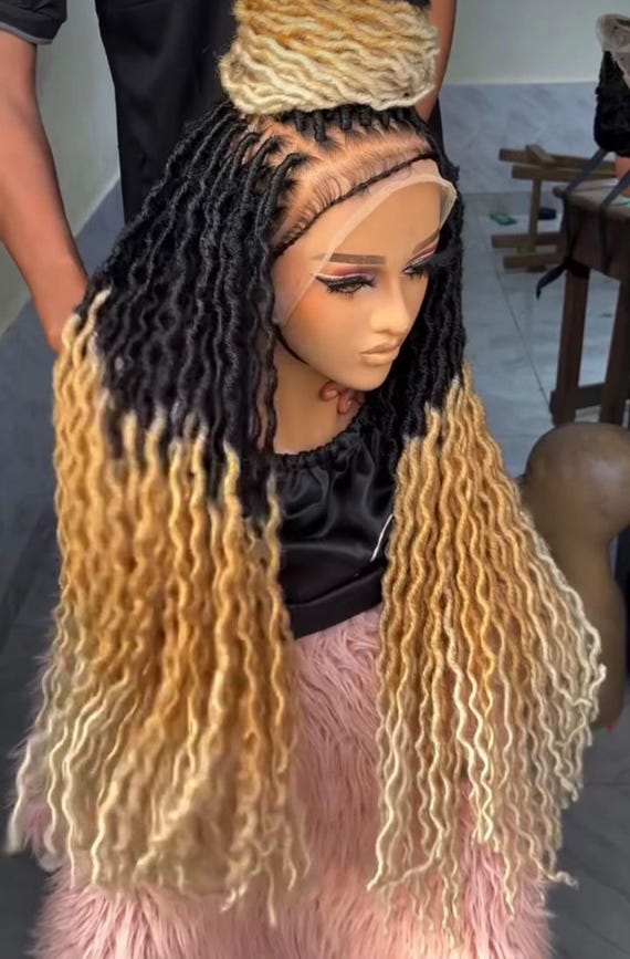 Frontal Blonde faux locs wig Lace Frontal Lace Front Goddess Faux Locs Wig Baby Hair  main image 3