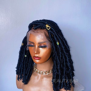 Faux Locs lace frontal wig. Loc wig for black women ,wig ,butterflylocs ,Dreadlocks, short Locs. Boho Locs , braided wig .Black wig.Braidwig
