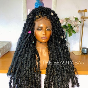 Full lace Boho Wig. Braid wig .Wigs for black women , faux loc lace wig, jumbo Locs wig  , Dread Locs, Boho Locs , Boho braid wig.