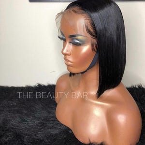 Lace Frontal Bob wig. Human hair short Bob wig . 10/12 inches Bob. Straight black bob wig. Lace closure Bob wig. Lace wig.Lace Frontal wig.