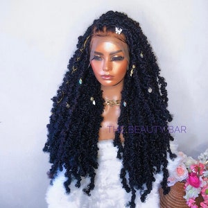 Faux Locs Lace Wig , long twist wig ,Dreadlocks ,long braid wig,butterfly Locs wig ,twists, passiontwists , faux Locs wig. Jumbo braids.