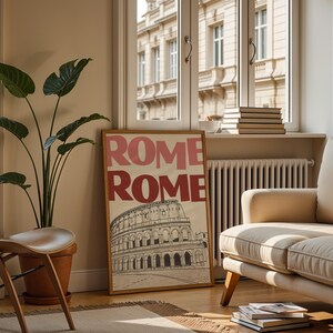 Rome Print, Italy City Poster, Colosseum Art, Rome Landmarks Illustration, Digital Download, Rome Architecture, Historic Italy Artwork