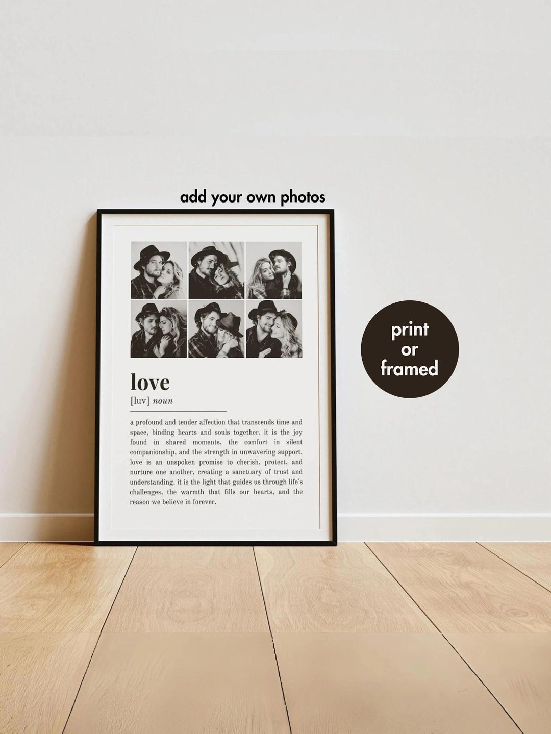 Love Definition Photo Collage | A4 Print Framed | Unique Gift Keepsake ...
