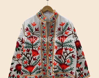 TNT Fabric Suzani Kurzmantel | Bestickter Vintage Mantel | Usbekische Textiljacke | Festival Statement Oberbekleidung | Geschenk für sie