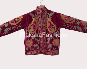 Bohemian Velvet Suzani Short Jacket – Boho Embroidered Festival Coat, Handmade Tribal Velvet Jacket | Suzani Velvet Jacket | Gift For Wife