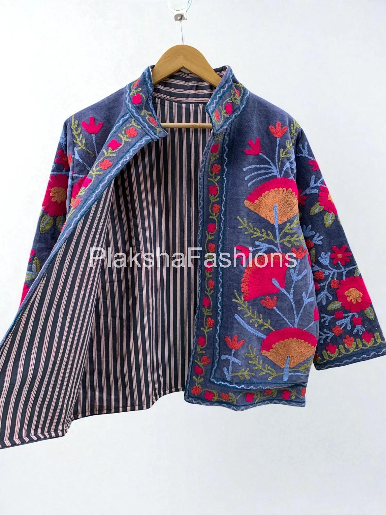 ベルベットジャケット、刺繍入りベルベットスザニジャケット