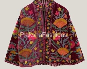 Vintage Ethnic Jacket,Bohemian Winter Outerwear,Handmade Uzbek Spring Coat |, Embroidered Short Jacket, | Gift For Her Velvet | Women's Coat