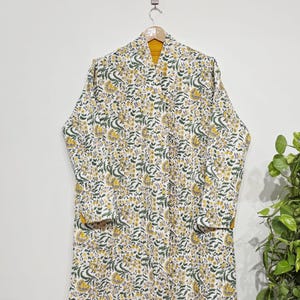 Floral Printed Cotton Long Kimono | Bathrobe Robe, Bathrobe Cardigan Nightwear Dressing Gown, Summer Dress, Handmade Kimono, Gift Idea