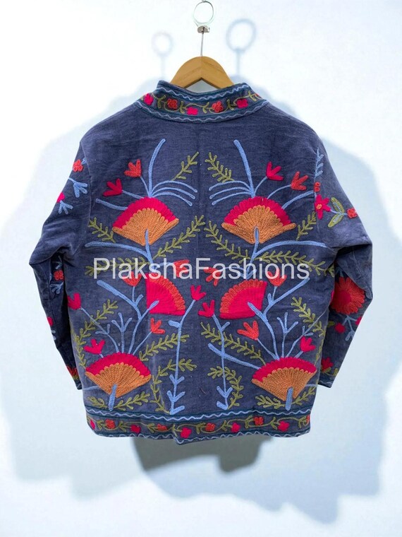 ベルベットジャケット、刺繍入りベルベットスザニジャケット