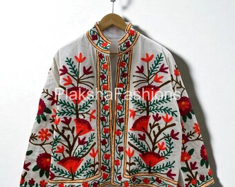 Handmade  Suzani Embroidery Jacket, Women's Cotton Suzani Coat, Winter Bomber Jacket, Suzani Street Jacket, Embroidered Jacket, Gift For Her