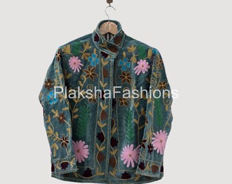 Bohemian Velvet Suzani Short Jacket – Boho Embroidered Festival Coat, Handmade Tribal Velvet Jacket | Suzani Velvet Jacket | Gift For Wife