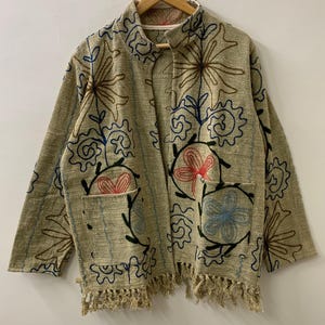 Floral Embroidered TNT Suzani Short Jacket | Summer Jacket Short Coat, Women&#39;s Coat, Suzani Street Jacket, TNT Suzani Jacket, Gift For Her