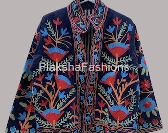 Handmade Uzbek Spring Coat, Embroidered Short Jacket |Gift For Her Velvet |Vintage Ethnic Jacket, Bohemian Winter Outerwear, Party Wear Coat
