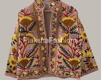 Embroidered Short Jacket, Vintage Ethnic Jacket,Bohemian Winter Outerwear,Handmade Uzbek Spring Coat |, | Gift For Her Velvet |