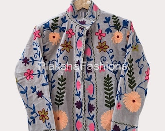 Bohemian Velvet Suzani Short Jacket – Boho Embroidered Festival Coat, Handmade Tribal Velvet Jacket | Suzani Velvet Jacket | Gift For Wife